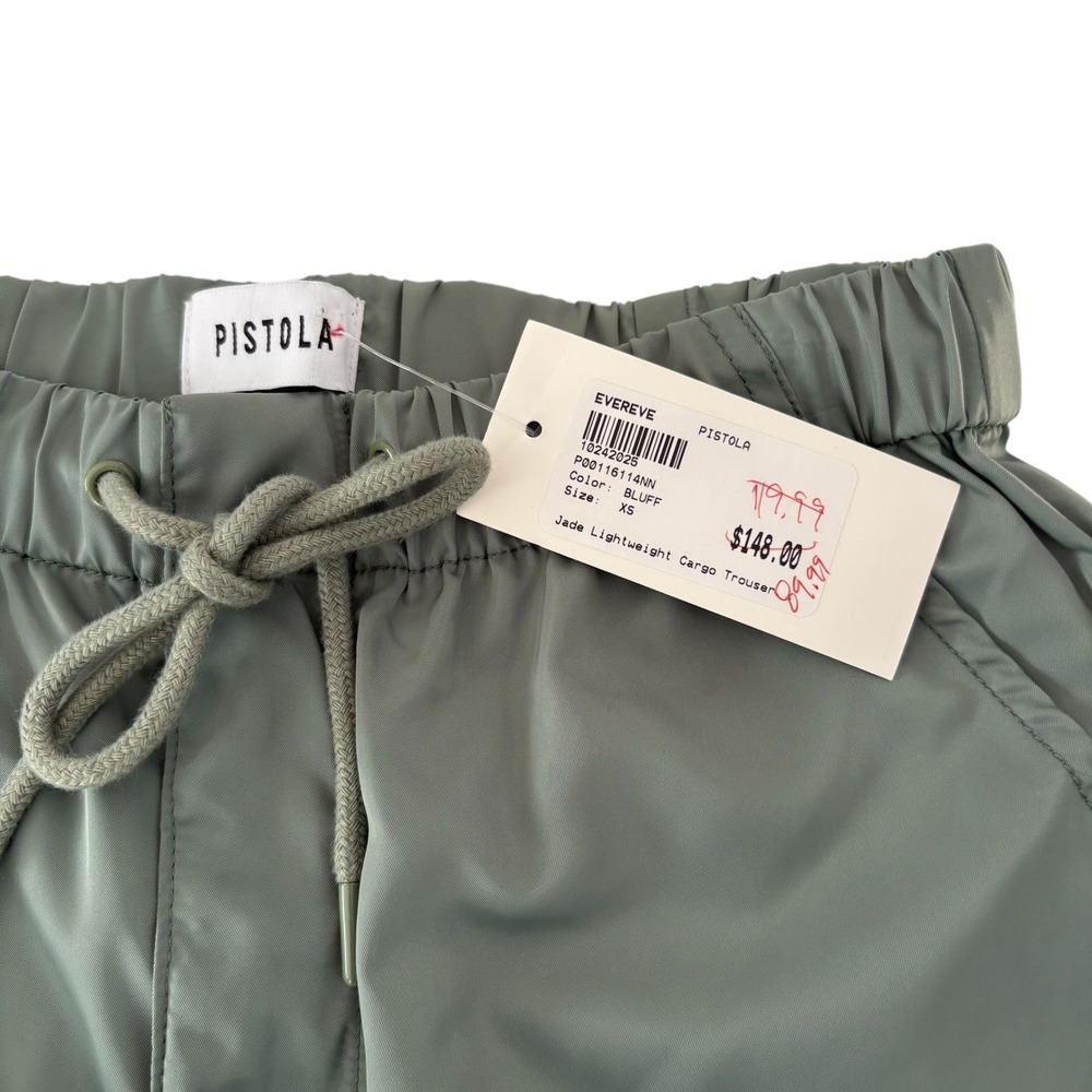 Pistola NWT Jade Lightweight Cargo Trousers XS Bluff Green Drawstring High Waist - Picture 9 of 11